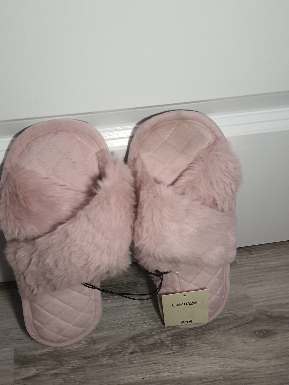 George Blush Pink Plush Cross-Band Slide Indoors Slippers
